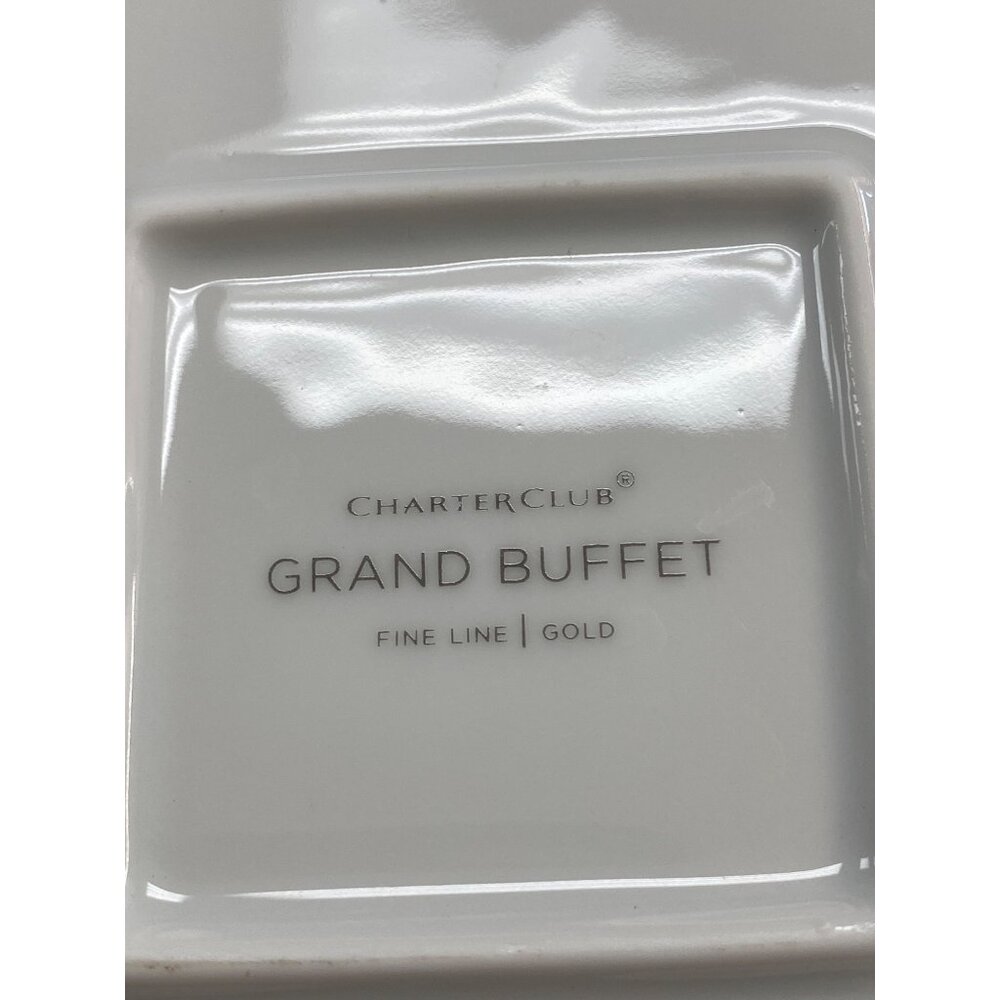 Charter Club Grand Buffet Fine Line Gold Trim Square Serving Bowl - Picture 5 of 7
